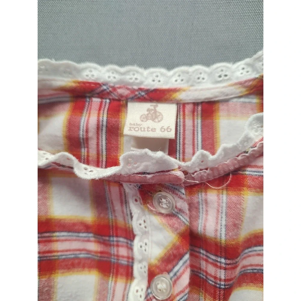Baby Route 66 Flannel‎ Dress With Lace Ruffle Size 24 Mos